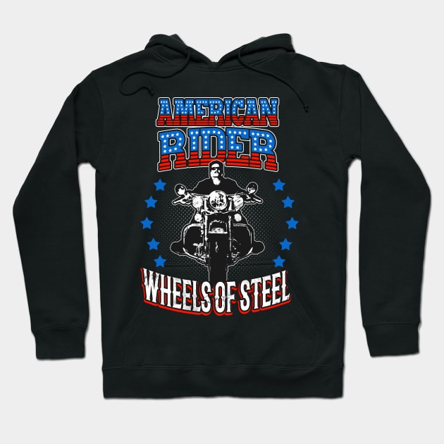 American Rider Motorcycle Biker Hoodie by Foxxy Merch